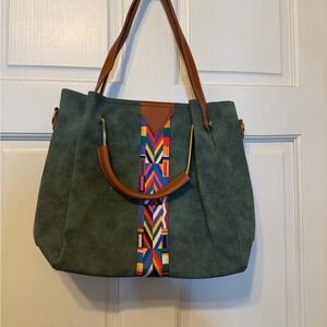 Stylish Green and Brown Women's Bag